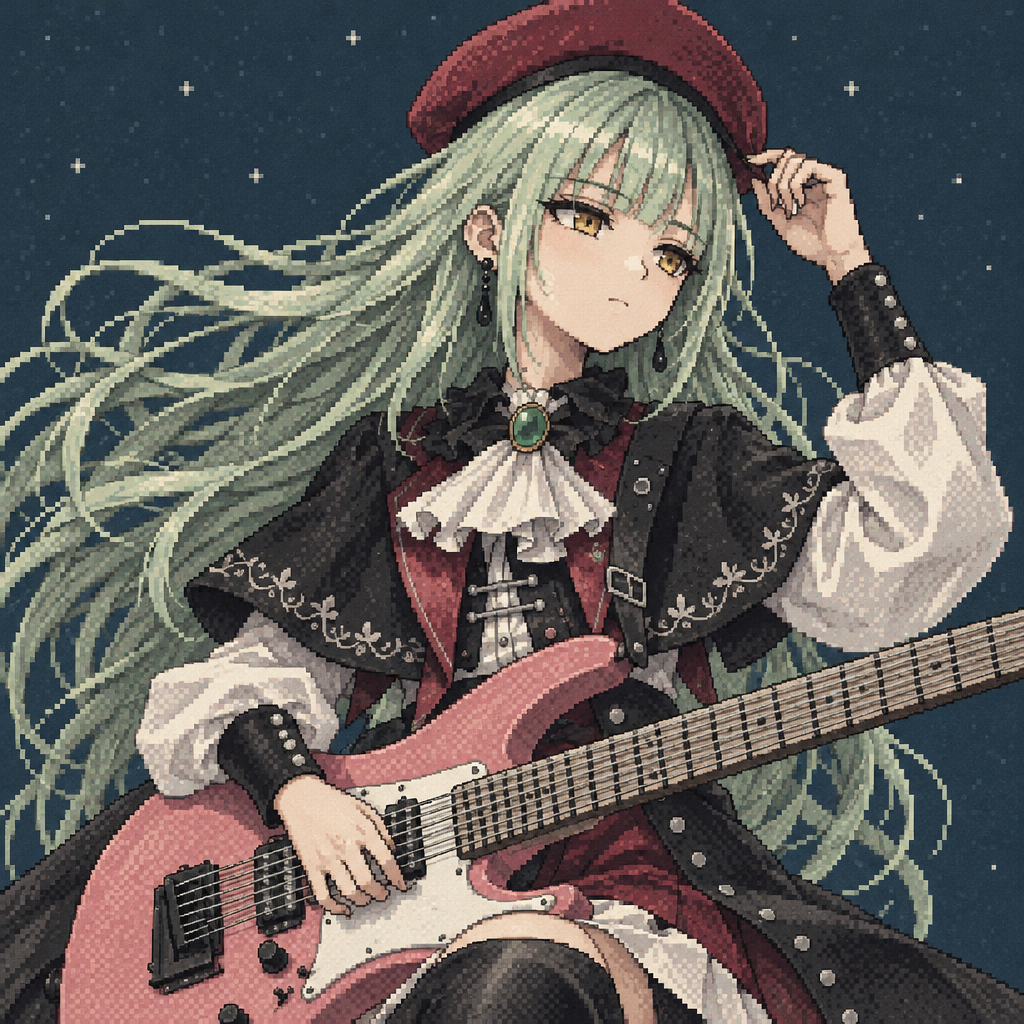 RoL1n_SrP pixel avatar with pink guitar